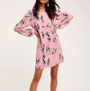 Lulu's Rosalind Pink, White & Teal Magnolia Print Sheath Dress